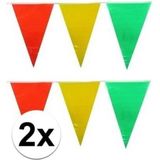 2x vlaggenlijn / slinger - 10 meter - geel / rood / groen - carnaval versiering