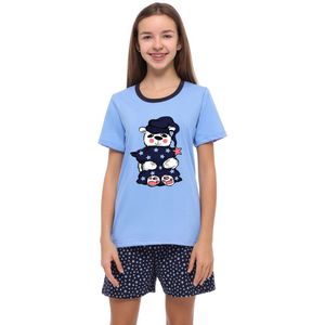 Merry Style - MS-MS10-241-PJ - Pyjama - Blauw/Stars - Korte Mouwen - Korte Broek - Katoen
