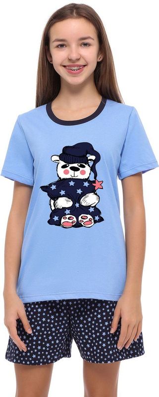 Merry Style - MS-MS10-241-PJ - Pyjama - Blauw/Stars - Korte Mouwen - Korte Broek - Katoen