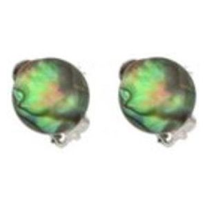 Behave Oorclips - clip oorbellen - abalone schelp - rond - 1.4 cm