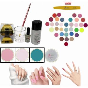 Guardian Beauty Acrylpoeder Set - 3 Kleuren - 27g - Flamingo Roze, Transparant en Donker Turquoise - Met Accessoires