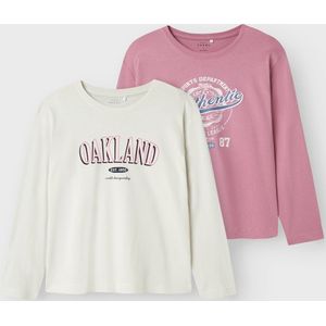 NAME IT NKFVEEN 2P LS RLX TOP Meisjes T-shirt - Maat 122/128