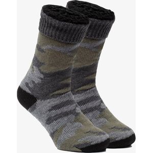 1 paar heren huissokken met antislip camouflage - Grijs - Maat 43/46