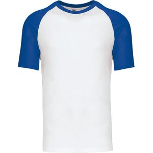 SportT-shirt Heren XL Kariban Ronde hals Korte mouw White / Royal Blue 100% Katoen