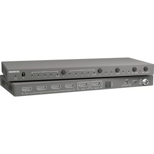 Marmitek MS420 - HDMI Matrix Switch 4K - HDMI Switch - 4 in / 2 uit - Sluit 4 bronnen aan en speel deze onafhankelijk van elkaar af op 2 verschillende tv's - 4K - 60Hz - 4:4:4 - HDR - Ondersteunt ARC - Inclusief afstandsbediening - Met montagebeugels