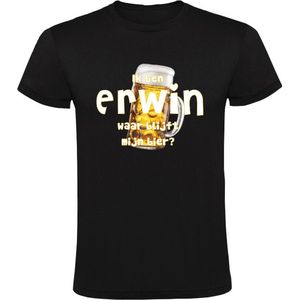 Ik ben Erwin, waar blijft mijn bier Heren T-shirt - cafe - kroeg - feest - festival - zuipen - drank - alcohol