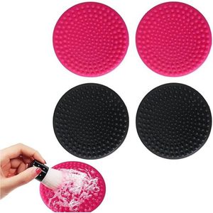 Siliconen make-up reinigingsmat voor het reinigen van make-upkwasten - 4 stuks (rood en zwart)