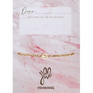 Yehwang - Armband - Bracelet - Heartbeat - Valentijn - Valentines Day -Valentijnsdag - Goudkleurig - Stainless Steel - Verkleurd Niet - Nikkelvrij - Incl Kaart en Envelop