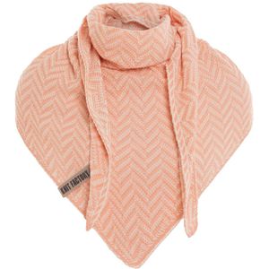 Knit Factory Vera Omslagdoek - Driehoek Sjaal Dames - Zomersjaal - Katoenen sjaal - Luchtige Sjaal voor de lente, zomer en herfst - Stola - Ecru/Apricot - 190x65 cm