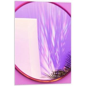 Forex - Roze Spiegel met Grassen - 60x90cm Foto op Forex