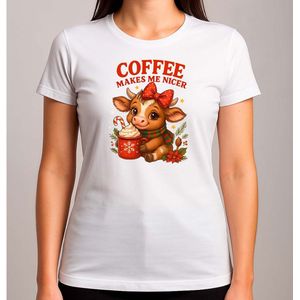 Coffee Makes Me Nicer - T Shirt - MerryChristmas - ChristmasVibes - Funny - Sarcasm - VrolijkKerstfeest - Kerstmis - Grappig - Sarcasme