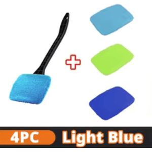 4-in-1 Autoruitenreiniger - Autoruitreiniger Borstelset Microfiber - Voorruit Reinigingstool - Auto Interieur Glazen Ruitenwisser - Lange Handgreep Herbruikbare Stoffen Pad