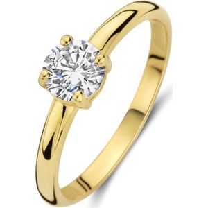 New Bling 9NBG-0794-58 Gouden Ring met Zirkonia - Dames - 14 Karaat - Goud - Ring - 5mm - Zirkonia - 4 Pootjes zetting - Chaton - Solitair - Maat 58 - Goud