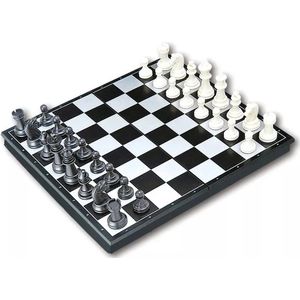 Borvat® | Opvouwbaar schaakbord | 13 x 13cm | mini schaak bord | Schaakspel | met schaakstukken | Schaakspellen | Magnetisch | Draagbaar