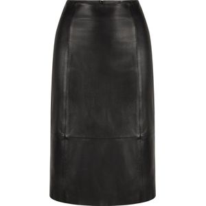 AMARI LANGE LEREN ROK - ZWART - MAAT XS (34)
