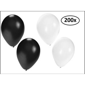 Ballonnen helium 200x zwart en wit - ballon helium lucht black and white festival gangster maffia feest party