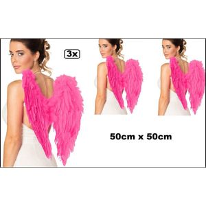 3x Engelen vleugels veren roze 50 x 50 cm - Engel | Vleugel | Kerst | thema feest | Festival | Party