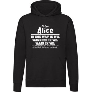 Alice | verjaardagkado | verjaardag kado | cadeau | grappig | jarig | Unisex | Trui | Sweater | Hoodie | Capuchon | Zwart
