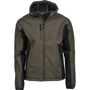 Tee Jays Heren Lichtgewicht Performance Hooded Soft Shell Jacket (Olijfgroen/zwart)