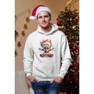 Crazy Santa - Kersttrui - Kerst Trui Wit - Grappig Kersttrui - Maat M - Limited Edition