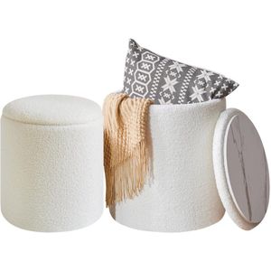 Set van 2 fluwelen make-up krukjes met opbergruimte - multifunctionele voetensteunen