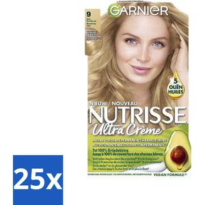 Garnier - Nutrisse Ultra Crème 9 - Haarkleuring - Zeer Lichtblond - Intens Voedend - Permanente Kleur - Bulkverpakking - 25 stuks