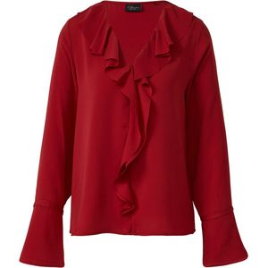 Blouse - Vrouwelijke Elegantie - Flounce Blouse - Vloeiende Crêpe