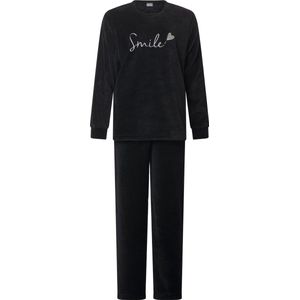 Lunatex - extra warm en zacht dames huispak 124237 - coral fleece - zwart - maat XL