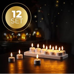 KENN - Oplaadbare Waxinelichtjes - LED - 12 Stuks - Tot 120 Branduren - Met Afstandsbediening