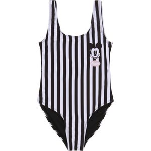 Eendelig badpak voor meisjes met zwart-witte strepen - Mickey Mouse / 158-164