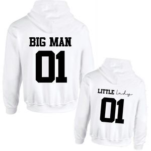 Matching set 2 hoodies voor vader en dochter Big man Little Lady 01-Man Maat XXL-Kind Maat 98/104