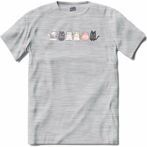 Katten vrienden - T-Shirt - Heren - Donker Grijs - Gemêleerd - Maat XXL