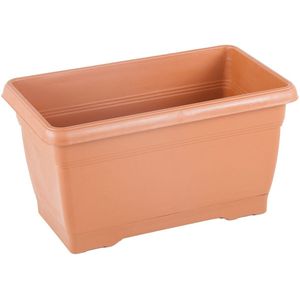 1+1 -Bloembakken met wateropvang en vaste waterschaal - terra cotta - Balkonbak 32cm