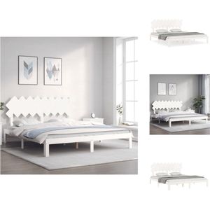 vidaXL Bed - Grenenhout - Wit - 203.5 x 183.5 x 80.5 cm - Multiplex lattenbodem - Bed