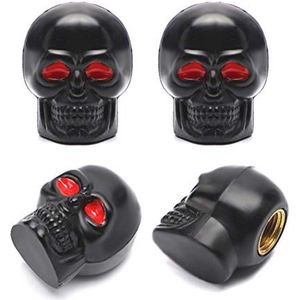 Ventieldoppen Doodskop - Chroom Bandenventieldoppen voor Auto, SUV en Motorfiets - 4 Stuks