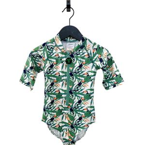 Ducksday - Badpak voor meisje - UV-werend - UPF50+ - met korte mouwen - Surf - Toucan - Maat 12 jaar