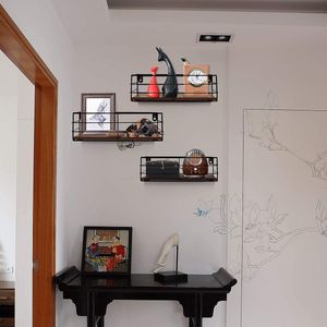wandmontage, stabiele plank voor presentatie, voor woonkamer, badkamer, keuken, vintage 40,9D x 13,7B x 10,9H centimeter