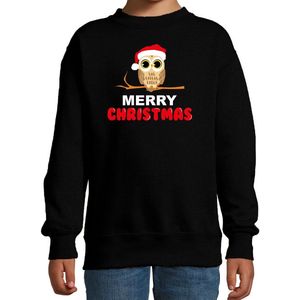 Bellatio Decorations dieren Kersttrui christmas uil sweater Kerst - zwart - kinderen 134/146