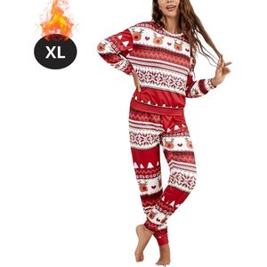 Livano Kerst Pyjama - Dames - Kerstpyjama - Vrouwen - Slaapkleding Volwassenen - Set - Broek - Shirt - Christmas - Maat XL