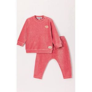 Woody sweater + broek baby meisjes velours - oudroze - 242-13-BPC-V/444 - maat 80
