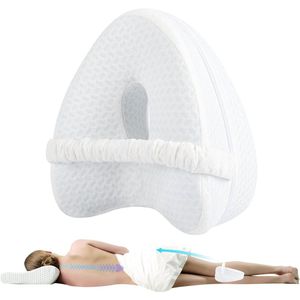 Daity 1 Zijslaapmat met banden, knie- en beenkussen, steunkussen, zachte vulling - Geschikt voor zijslapers (Wit)