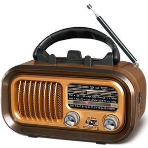 GTB® Transistor Radio Op Batterijen - Transistor Radio - Transistor Radio met Netvoeding - Goud - 18cm x 11cm x 10cm