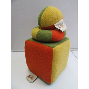 vaco , geschenken set voor baby's , kubus , bal , ring , geel/groen en orange