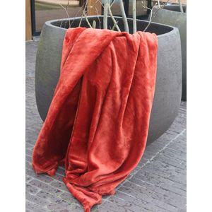 Plaid microfibre grand luxes-ssuper zacht en heerlijk warms-s150 x 200 cms-sTerracotta