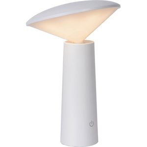 Lucide JIVE - Oplaadbare Tafellamp Binnen/Buiten - Accu/Batterij - Ø 13,7 cm - LED Dimb. - 1x3W 2800K/6500K - IP44 - 3 StepDim - Wit