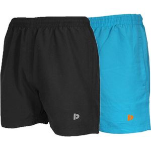 2-Pack Donnay - Sport/Zwemshort (Toon) - Sportbroek - Heren - Black/Sea Blue (533) - maat S