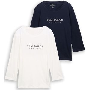 TOM TAILOR - Shirt - Navy/Wit - 2 Pack - Driekwart Mouw