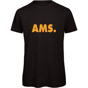 T-shirt zwart M - AMS - okergeel - soBAD. | Amsterdam | Unisex | T-shirt heren | T-shirt Dames