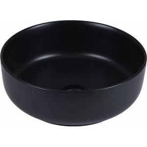 Waskom Sofia Black Rond - 38.5x38.5x14cm - Wasbak - Waskommen - Wastafel Keramiek - Mat Zwart