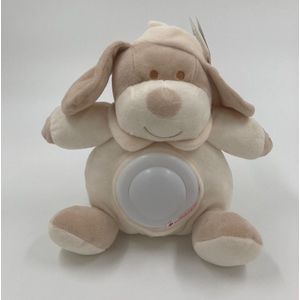 Baby knuffel BEIGE - model HOND met nachtlampje - voor kinderen - LED nachtlamp op batterij - meerdere kleuren knuffels verkrijgbaar – knuffelbeest met nachtlampje